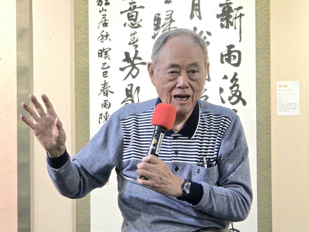 ▲知名書法大師暨澹廬基金會榮譽理事長連勝彥，說明了書法不僅是中華傳統文化的表徵，更被聯合國教科文組織認定為非物質文化遺產的殊榮，足見書法文化的提倡與推動的重要性。（記者 詹佳綺/攝）