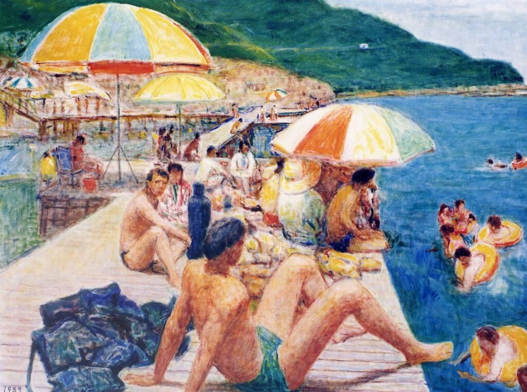 ▲李石樵1989年油畫作「北海風情A」。(圖/阿波羅畫廊 提供)