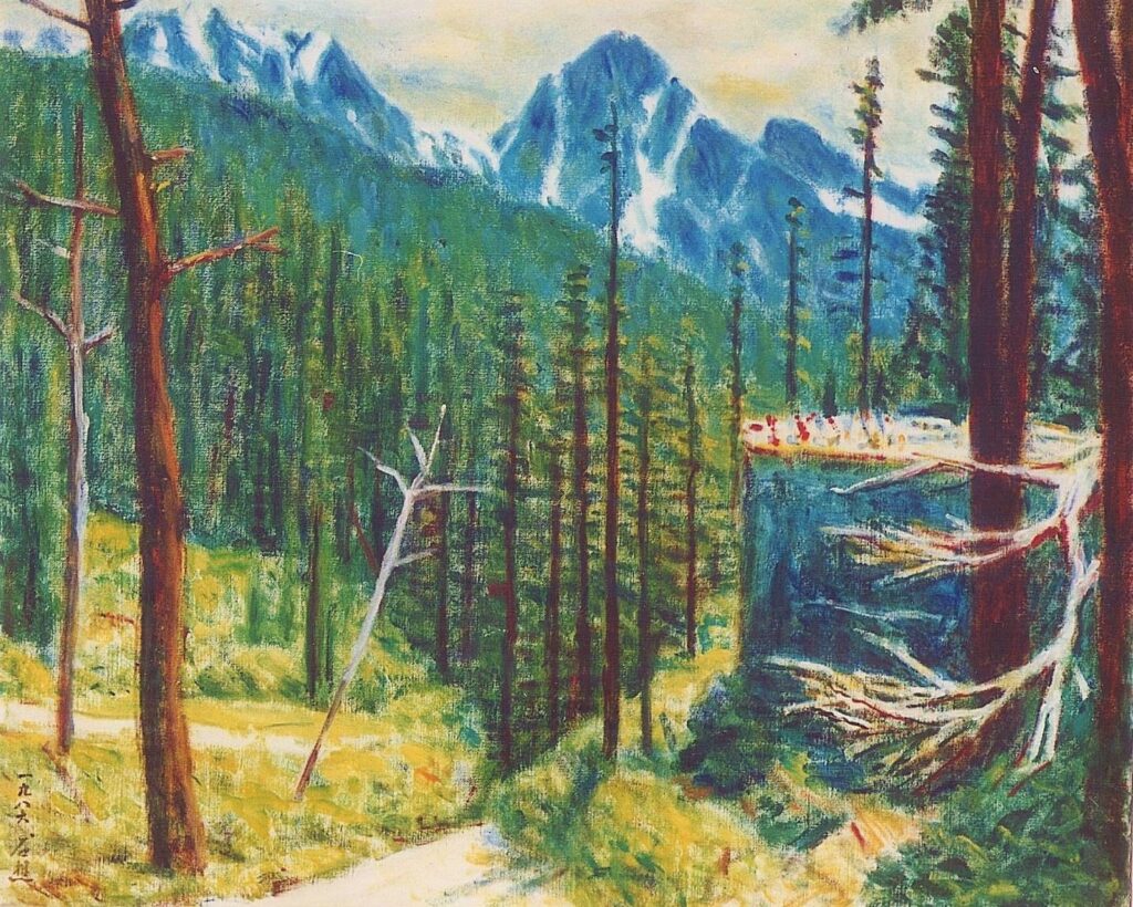 ▲李石樵1986年油畫作品「眺望台」。(圖/阿波羅畫廊 提供)