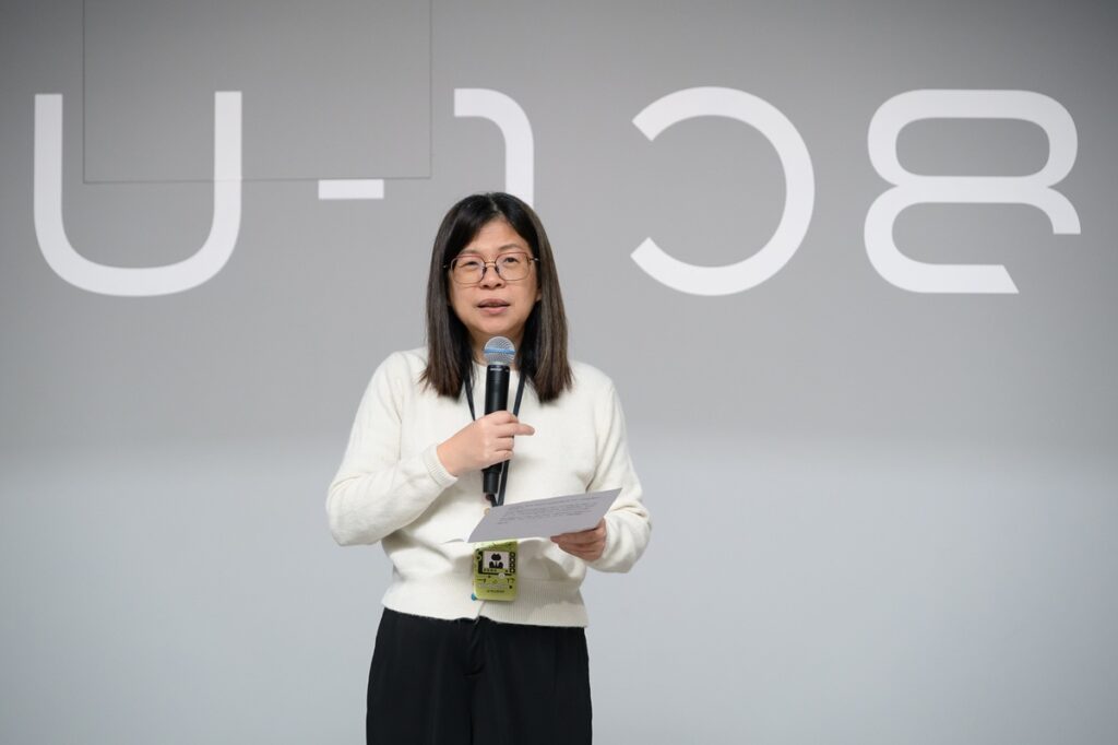 國立臺灣美術館館長陳貺怡於「結界—灶跤」開幕式致詞。（圖/國立臺灣美術館提供，攝/王世邦）