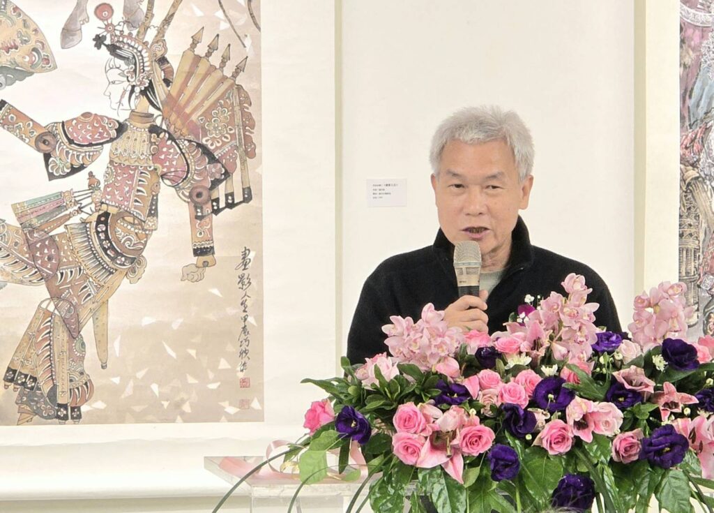 ▲臺藝大教授林錦濤致詞時表示，黃中泰老師水墨人物畫技法嫻熟，未來創作發展蓄積無限能量。（記者 詹佳綺/攝）