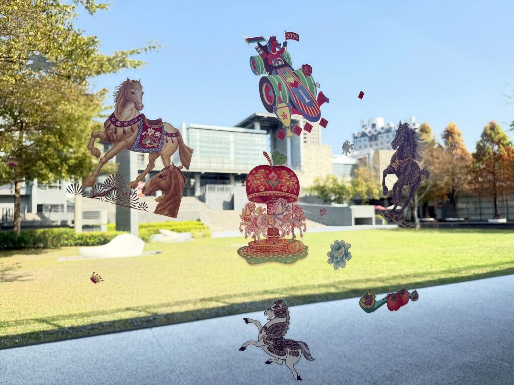 大年初二推出「藝馬當先遊國美─新春打卡趣」，凡完成社群媒體打卡任務者，有機會得到限量文創紀念品。（圖/國美館提供）