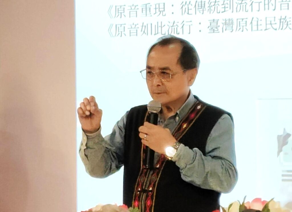 監察委員浦忠成說明音樂對原住民族的重要性。(記者 陳安婷/攝)