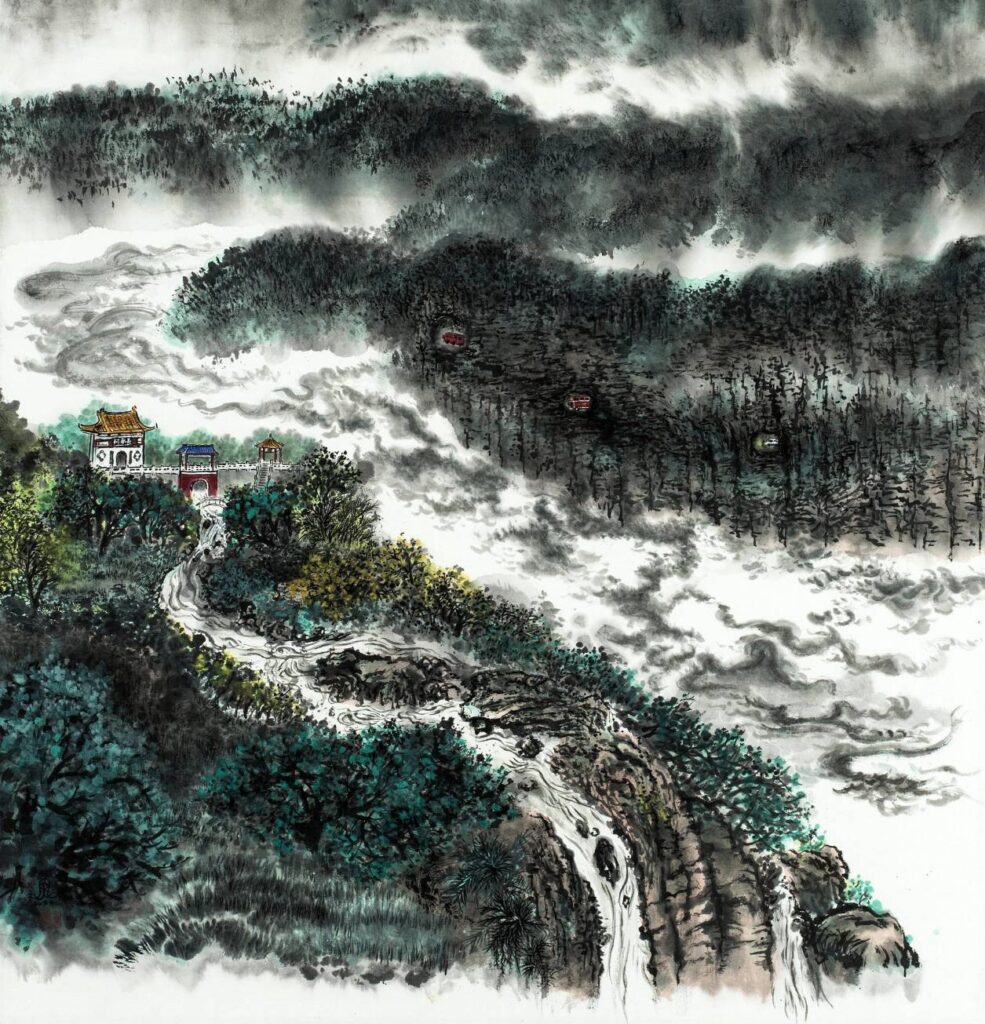 ▲書畫家蔡奇勳的水墨畫作，從畫境中提昇觀者的心境。（圖/南投文化局 提供）