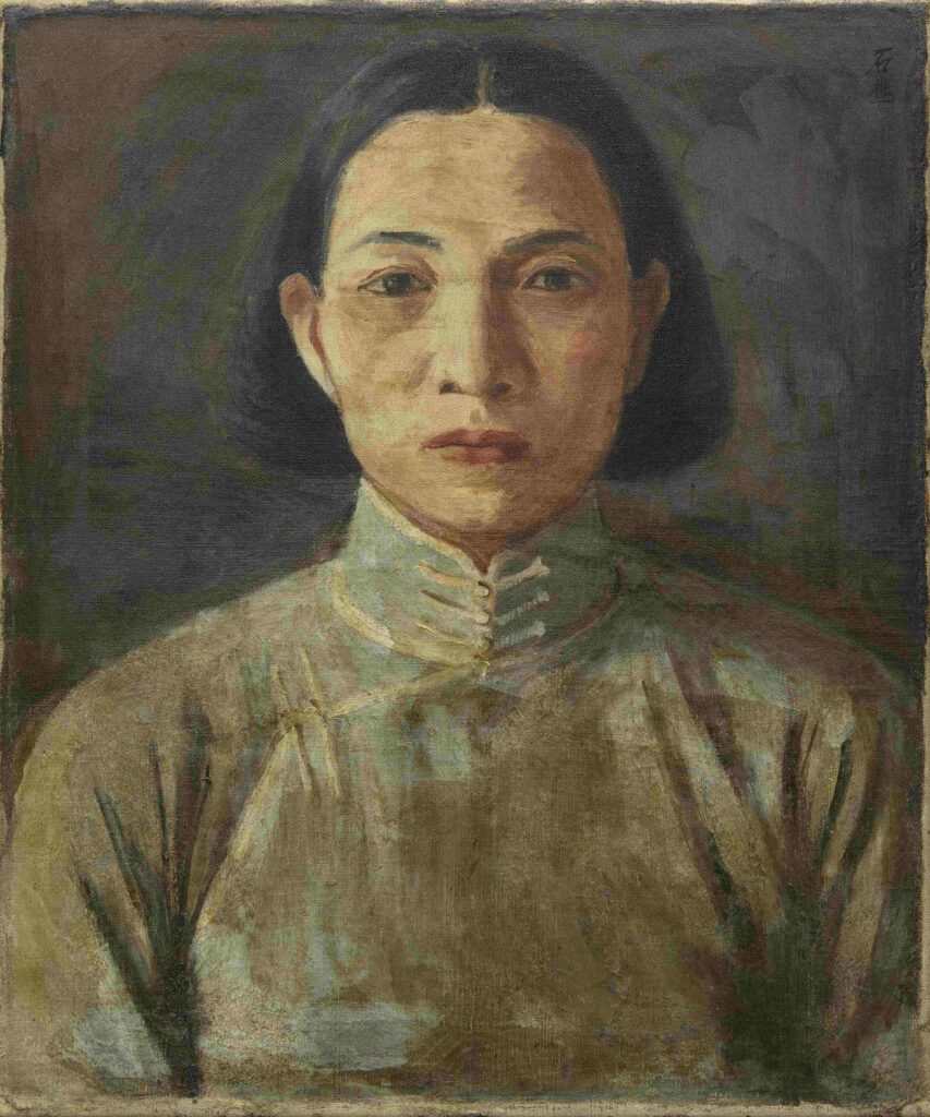 李石樵〈黃火定妻李寶肖像〉，年代未詳，油彩、畫布，45×38 cm。（圖/私人收藏）