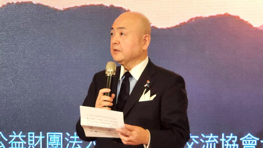 日本台灣交流協會代表片山和之致詞。（記者 陳安婷/攝）