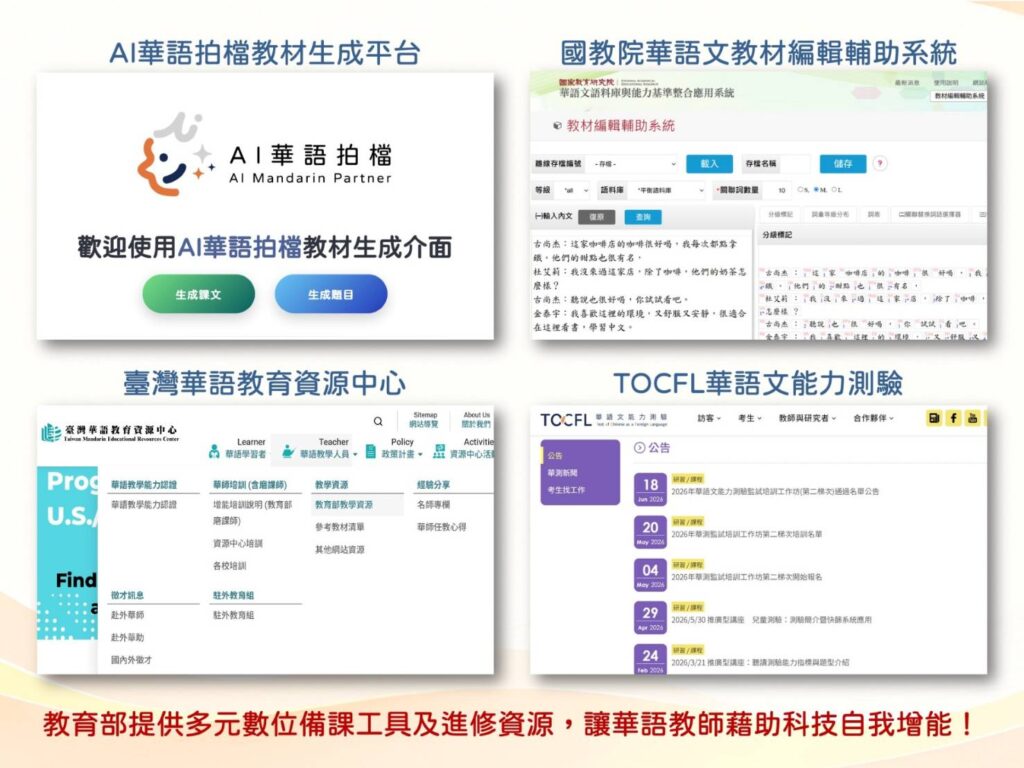 ▲教育部啟動AI華語拍檔計畫,助華語教師生成特色教材。(圖/教育部 提供)
