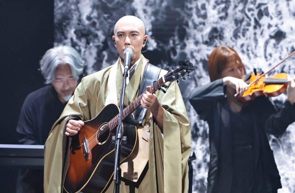 ▲日本僧侶音樂家藥師寺寬邦來台出席傳藝金曲獎獻演活動。(記者 辛澎祥/攝)